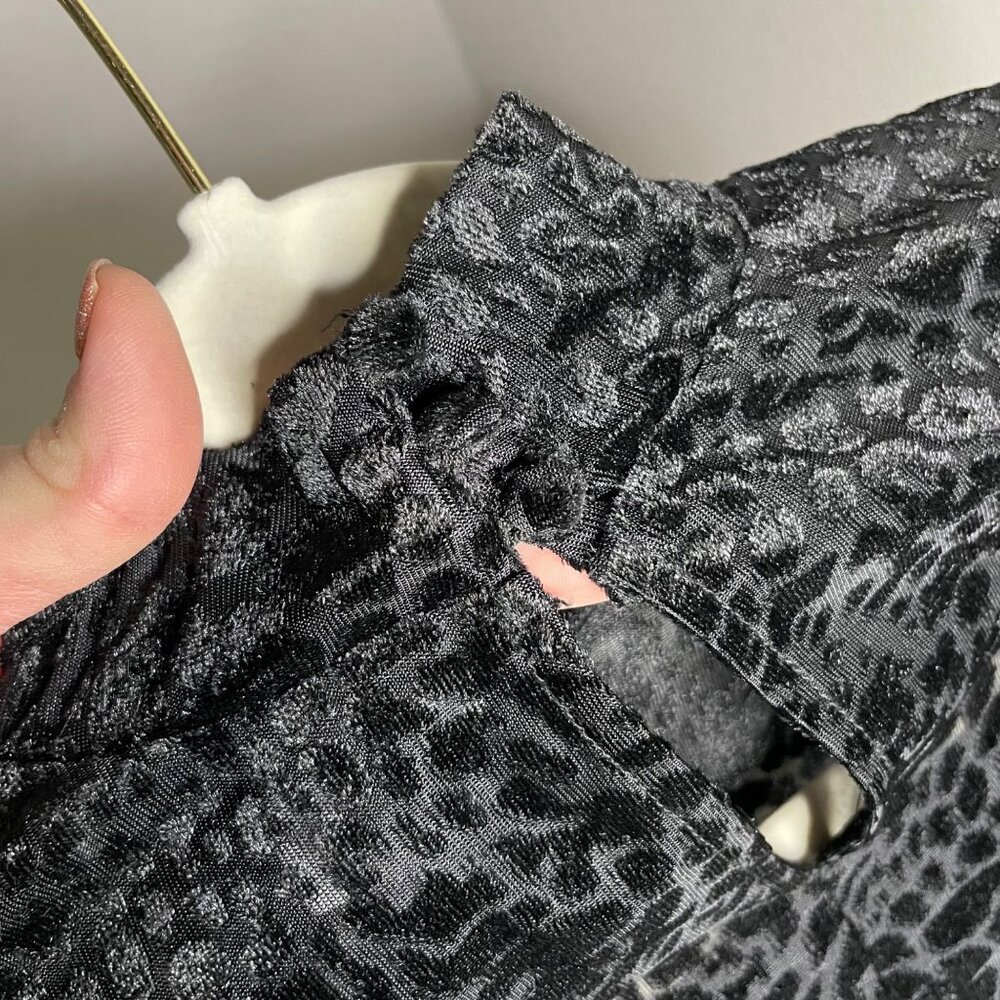 LIKELY Leopard Burnout Wylie Dress Size 2 Black Ruched Long Sleeve Mock Neck - Picture 8 of 10